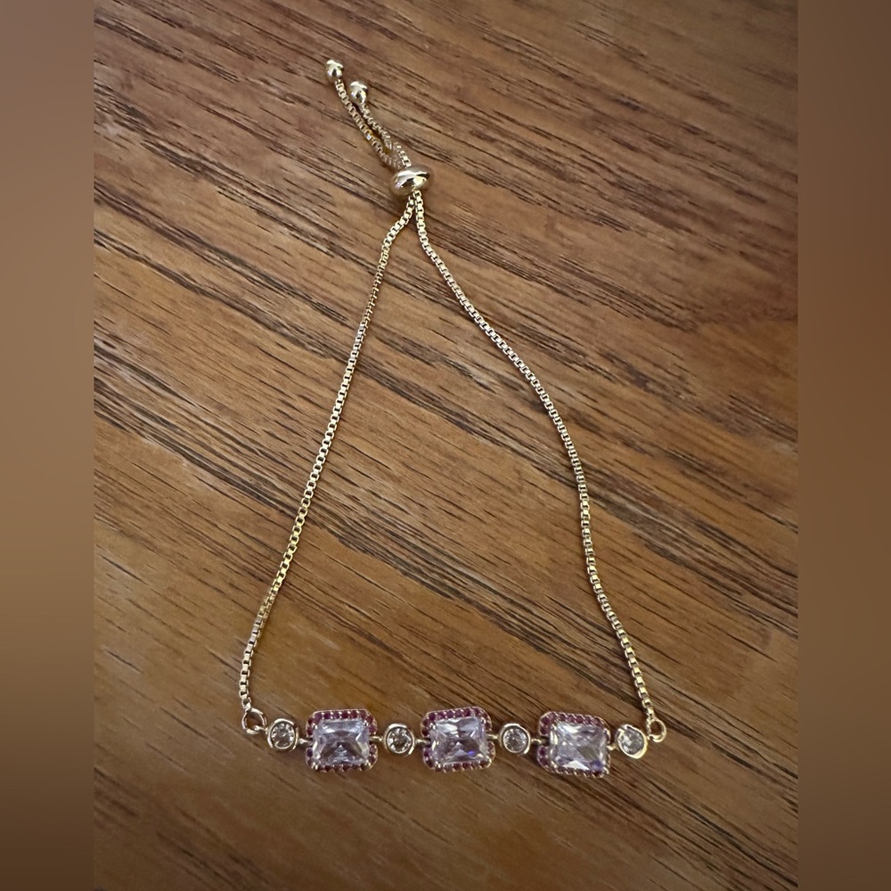 Gold and Pink Gemstone Bracelet